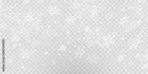 Simple heavy snowflakes design. Wintertime speck freeze shapes. Snowfall weather white blue illustration. Scattered snowflakes december theme. Snow hurricane landscape.	
