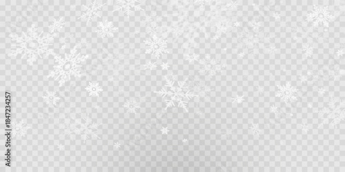 Simple heavy snowflakes design. Wintertime speck freeze shapes. Snowfall weather white blue illustration. Scattered snowflakes december theme. Snow hurricane landscape.	