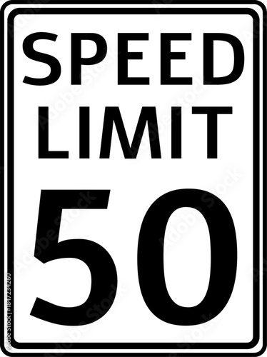 Speed Limit 50 mph Sign Vector, Speed Limit 50 miles per hour Traffic Sign