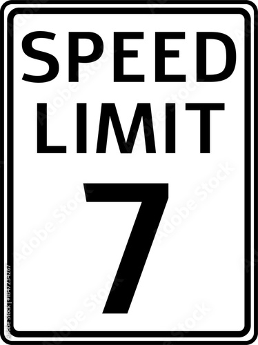 Speed Limit 7 mph Sign Vector, Speed Limit 7 miles per hour Traffic Sign