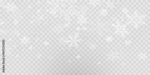 Simple heavy snowflakes design. Wintertime speck freeze shapes. Snowfall weather white blue illustration. Scattered snowflakes december theme. Snow hurricane landscape.	