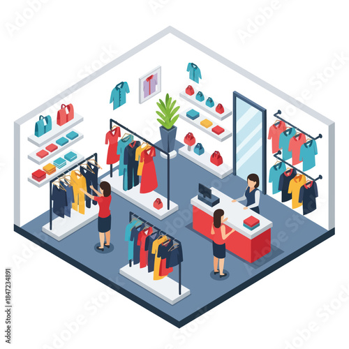 Fashion Boutique with Clothes and Accessories.