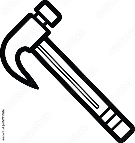 Black and White Illustration of a DoubleBladed Tomahawk Axe with Hammer Head
