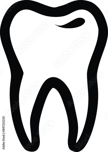 illustration of a molar tooth in black outline with simple shape