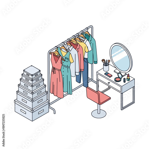 Fashion Clothing Rack with Dressing Table.