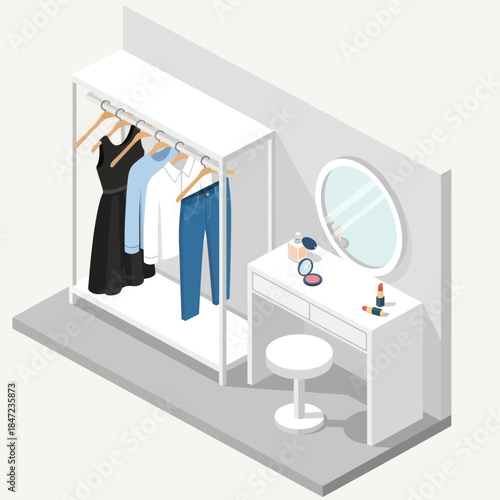 3D Illustration of Modern Dressing Room Interior.