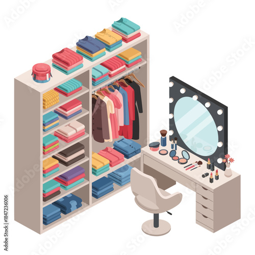 Dressing Room with Wardrobe and Vanity Table.