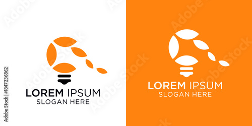 Logo design featuring a lightbulb with a slogan placeholder, perfect for businesses seeking a modern brand identity