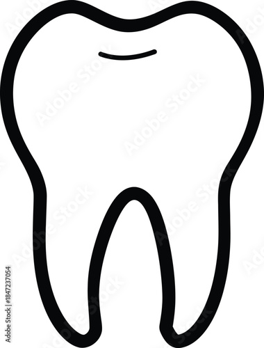 Simple Black and White Tooth Outline Illustration for Dental and Healthcare Purposes