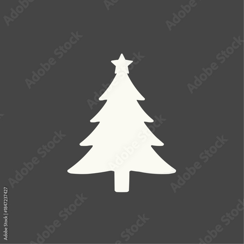 Minimalist white silhouette of a Christmas tree on a dark background