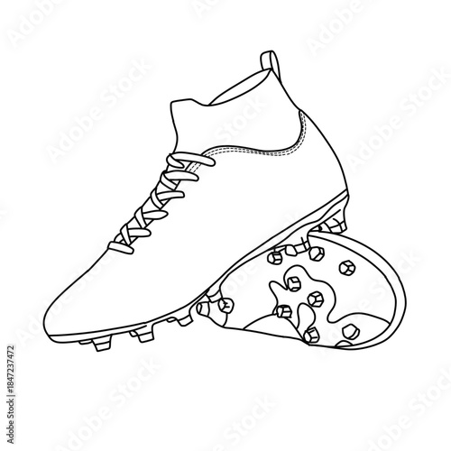 Line Art Illustration of Soccer Cleats Stacked Together.