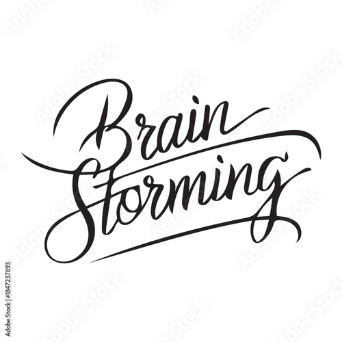Brain Storming text idea black and white design.