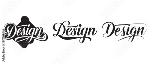 Design text calligraphy and typography white template design.