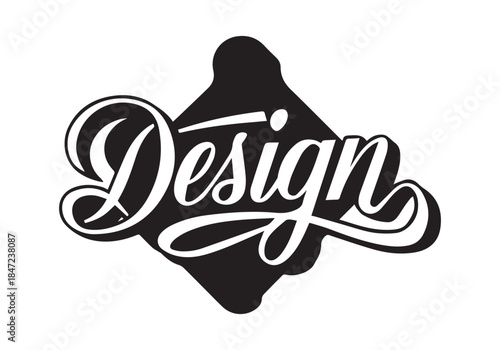 Design text calligraphy and typography white template design.