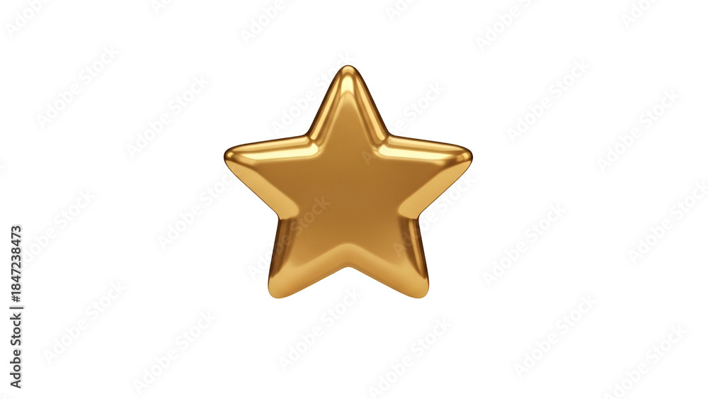 Obraz premium Shiny Golden Star 3D Render Isolated on Transparent Background - Premium Quality Symbol
