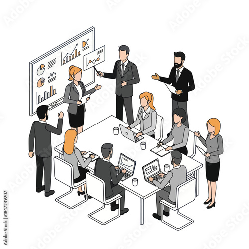 Business Professionals Discussing Project in Meeting Room.