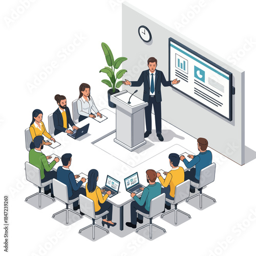 Businessman Presenting to Colleagues in Meeting Room.
