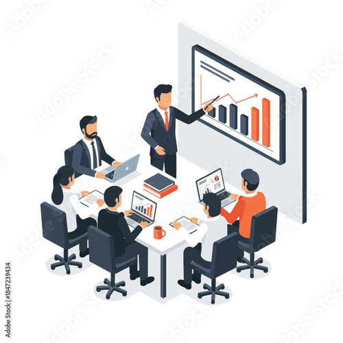 Business Team Discussing Data on Screen.