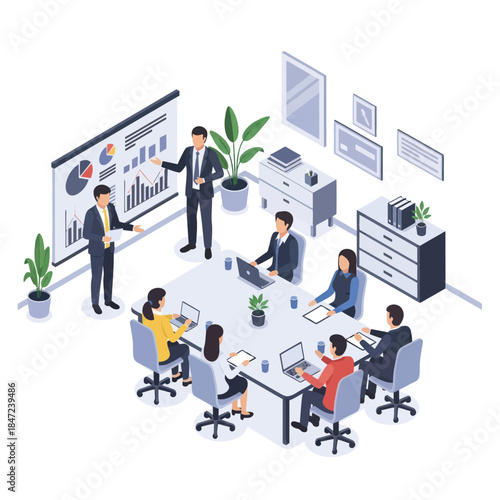 Business Professionals in Modern Office Meeting.