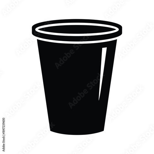 Black pail icon with handle showcases a simple and essential utility object isolated