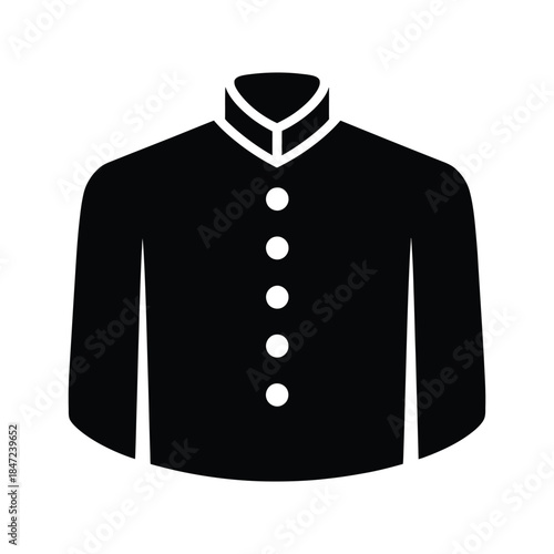 Black silhouette portrays a canister vacuum cleaner with a handle on a white background