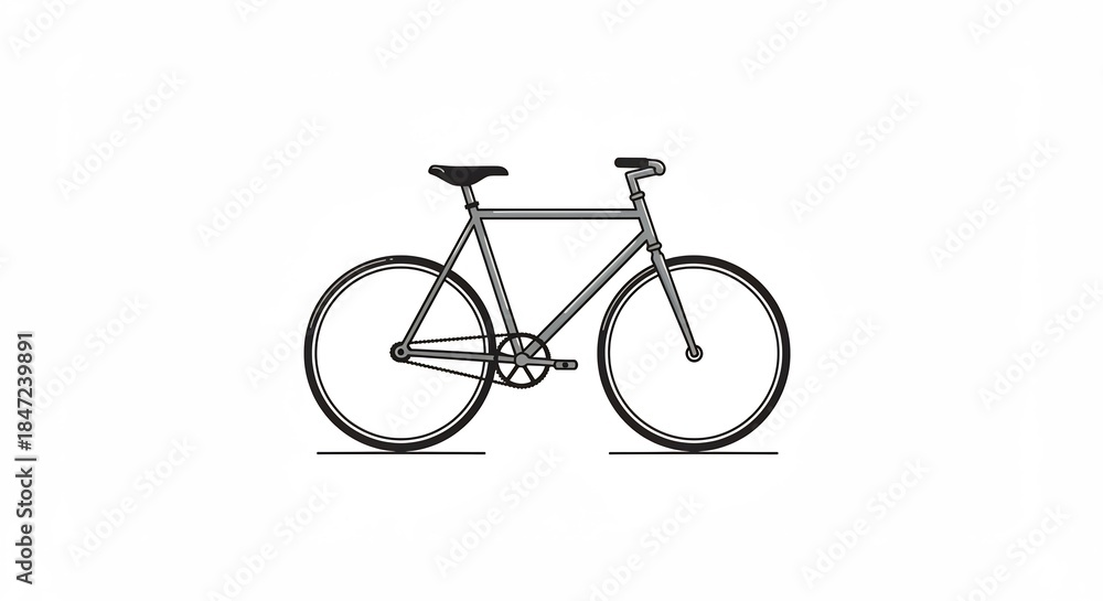 Fototapeta premium 白い背景に描かれた軽快な自転車の線画ミニマリストなデザインがモダンな印象を与える. AI Generated