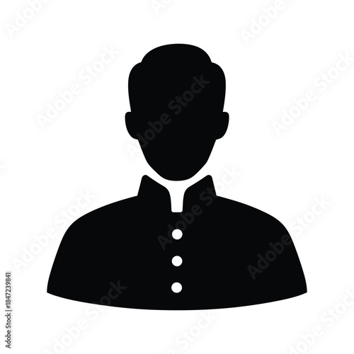 Silhouette of a black silhouette of bellhop shows simplicity against white background