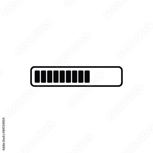 A simple black loading bar shows partial progress on a white background