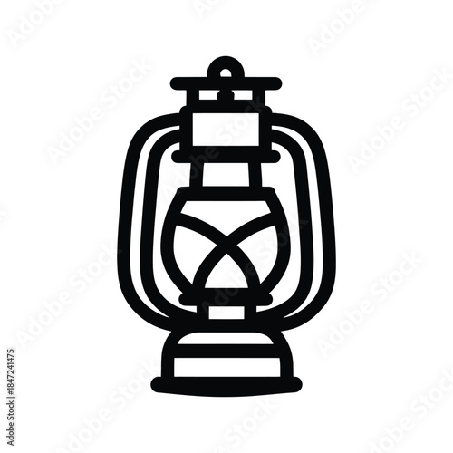 Black outline shows a vintage gas lantern with white background