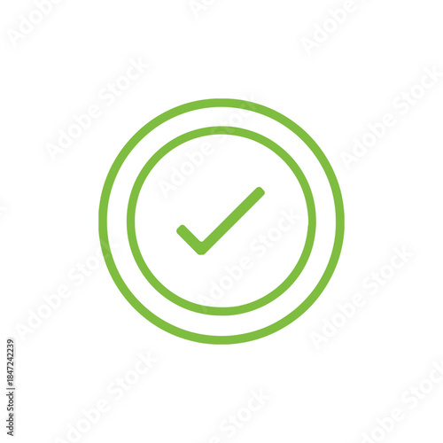 A green check mark resides within a double green circle with transparency