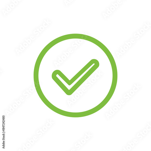 A smooth green check mark sits perfectly within a light green circle outline