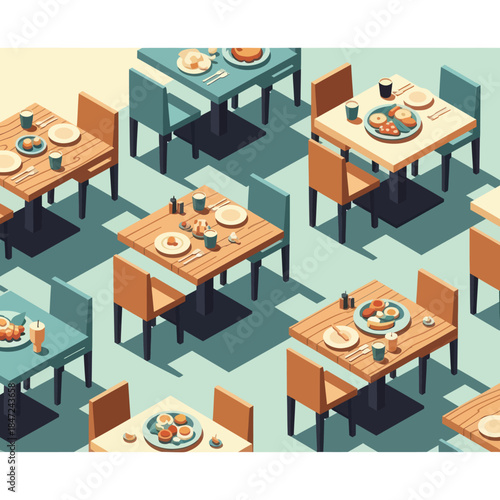 Restaurant Tables Set for Dining Experience.