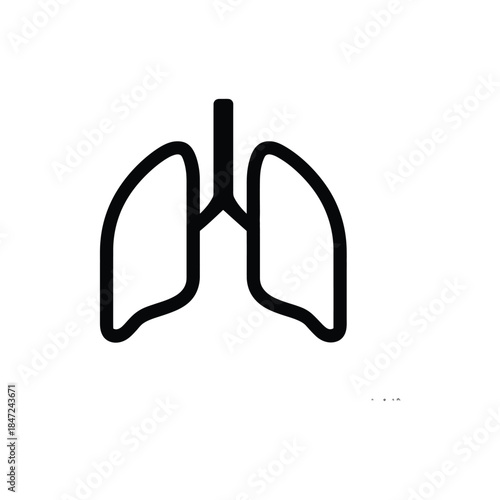 Anatomical outline depicts a pair of human lungs in bold black against white background