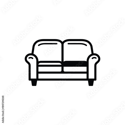 Couch icon showing a modern two seater sofa with rounded shapes and white background