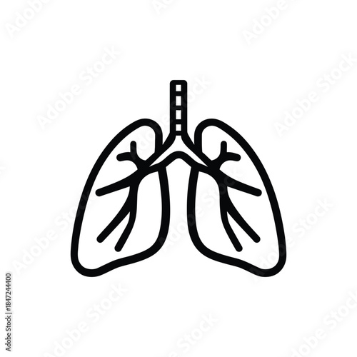 Lungs represented as a simple black line icon on a white background