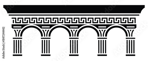 Monochrome Classic Archway, featuring columns and an ornate frieze, a  illustration