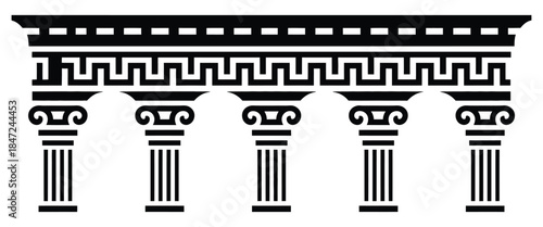 Monochrome Classic Archway, a professional vector design showcasing classical columns with decorative frieze details