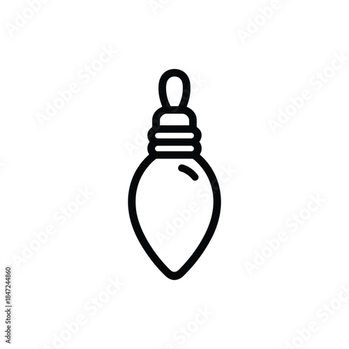 Simple outline of a teardrop christmas bulb over white is displayed clearly