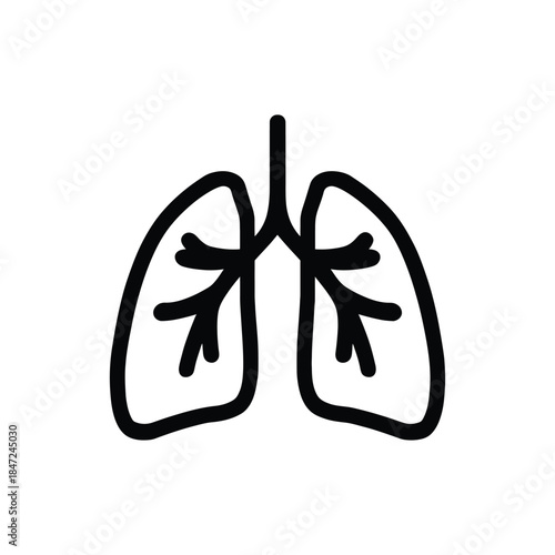 A stylized black human lungs icon stands alone against the white background