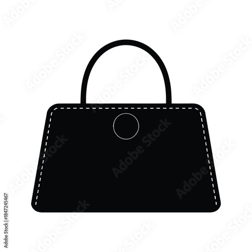 A stylish black handbag presents classic elegance with subtle stitched details on white background