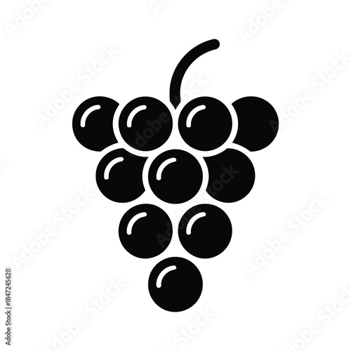 Black grapes cluster icon offers simplicity and appeal on a white background