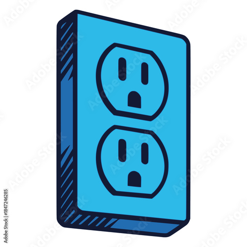 wall electrical outlet flat color vector illustration template design