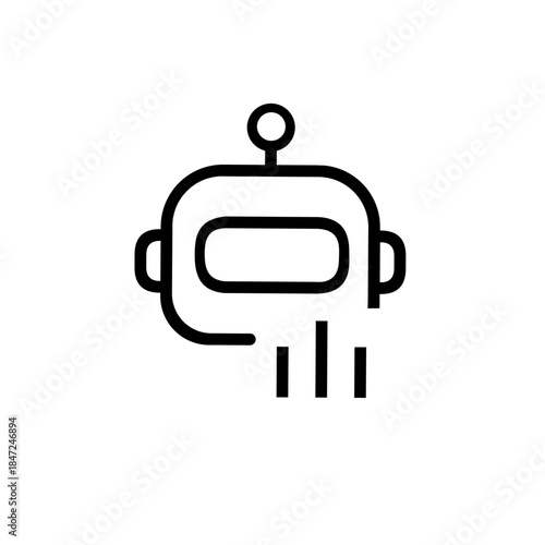 Chatbot Analytics Icon. Minimal Outline Vector
