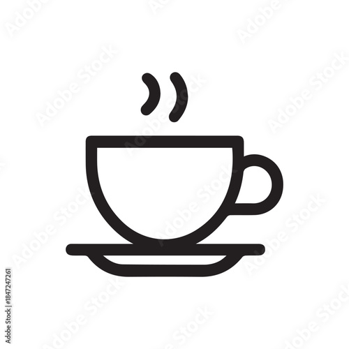 a coffee cup Icon black and white color vector design.
