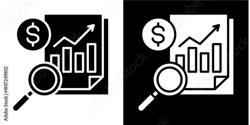 Financial Analyst Icon Set White Style Collection