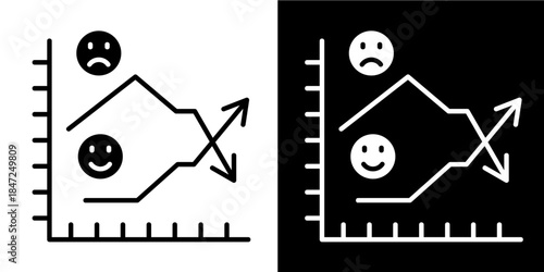 Market Reaction Icon Set White Style Collection