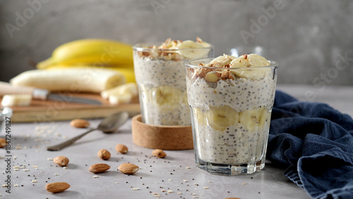 Healthy Chia Seed Pudding with Banana and Almonds