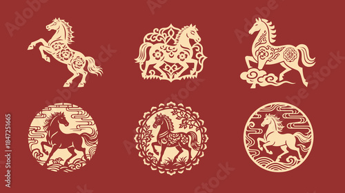 A set of designs featuring horses for the Lunar New Year.