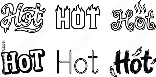 Stylized Hot Text Designs in Multiple Fonts for Graphic Design