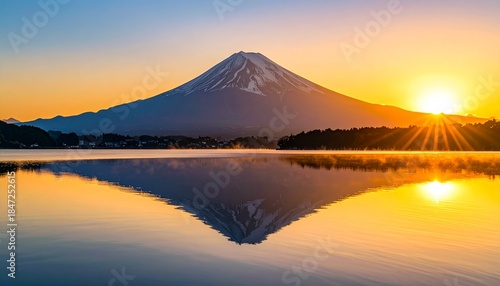 日の出と富士山が象徴する希望の背景